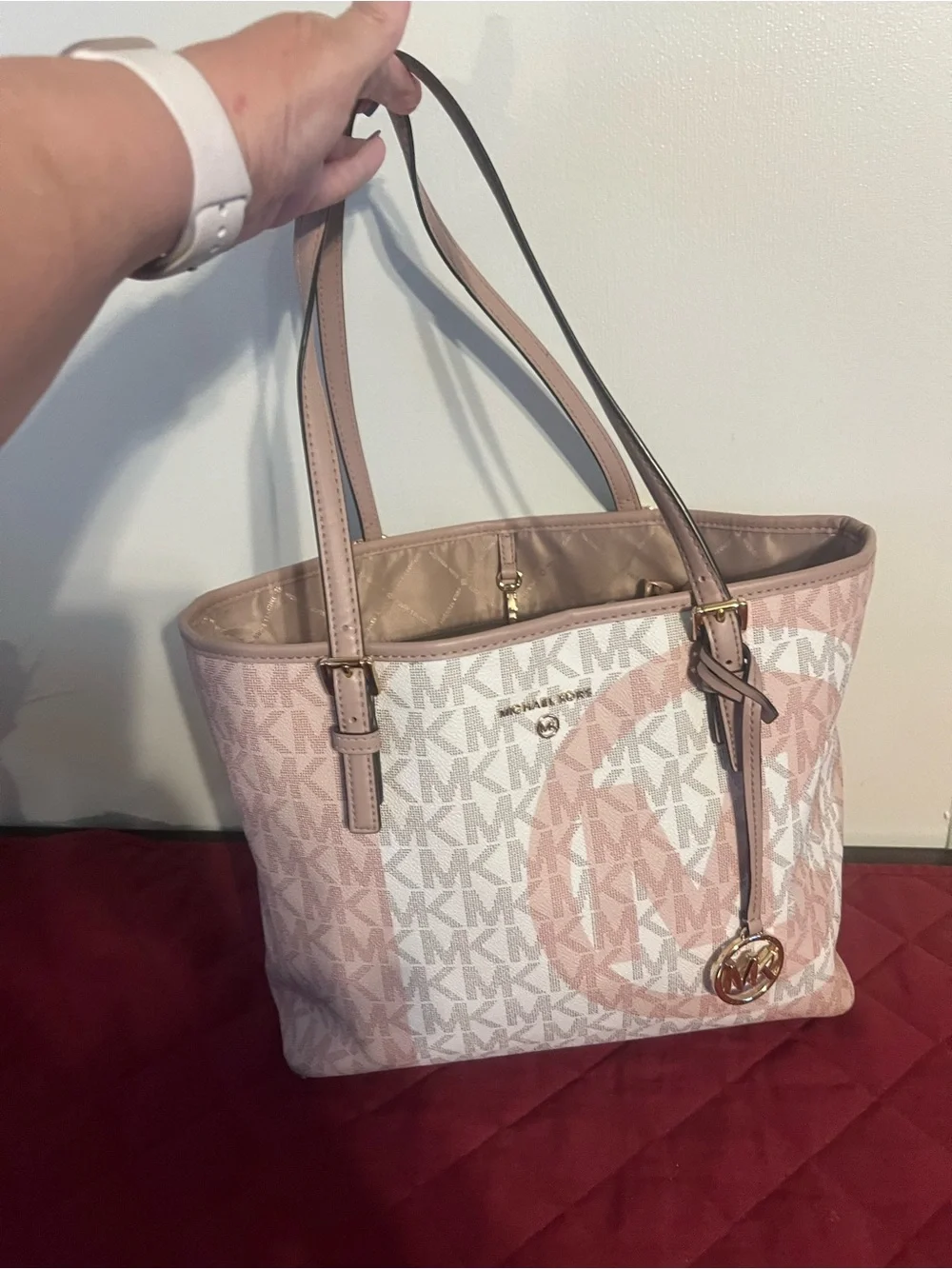 Michael Kors Blush Logo Tote with Gold Hardware